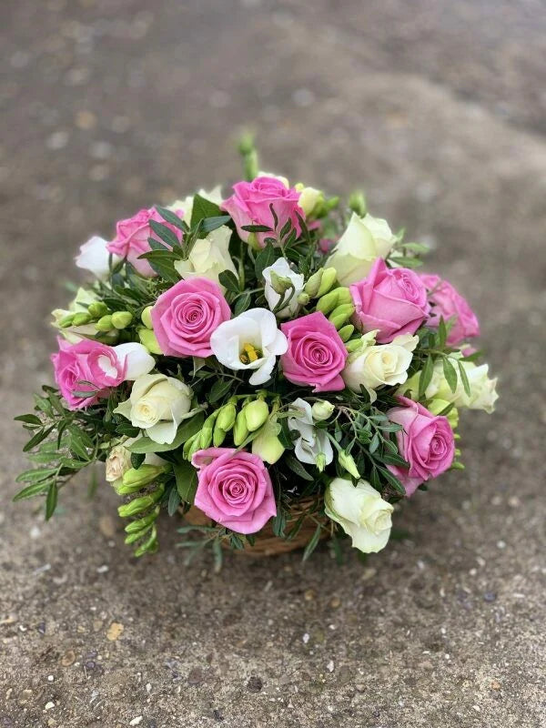 Funeral - Pink & White Rose Posy